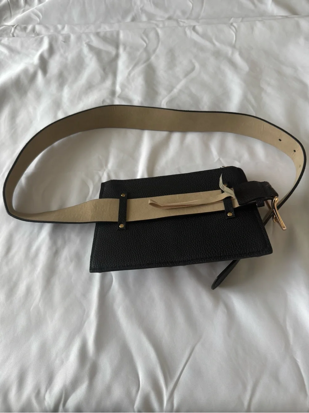 Vince Camuto Black Pebbled Double Pocket Belt Bag Fanny Pack XL VB1824